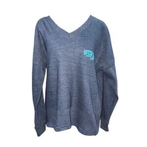 U.S. Vintage Outer Banks Long Sleeve T-Shirt Blue V-Neck Casual SZ Small